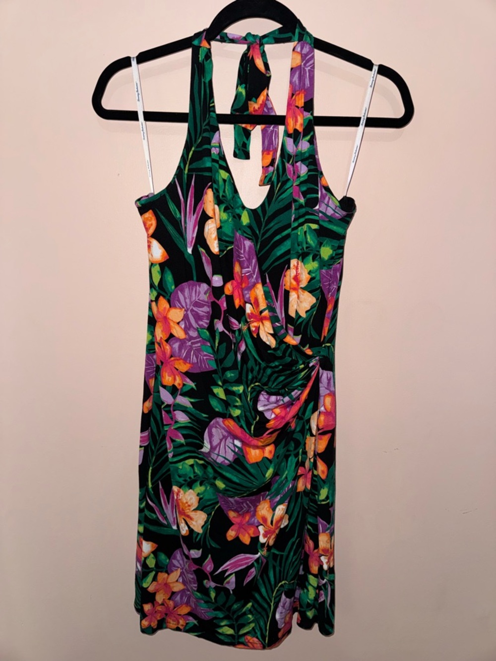 Tommy Bahama Black Tropical Halter Midi Dress size Medium